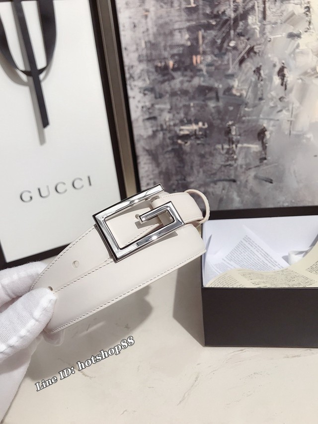 Gucci經典女士皮帶 370717 古奇方扣牛皮腰帶  jjp2045